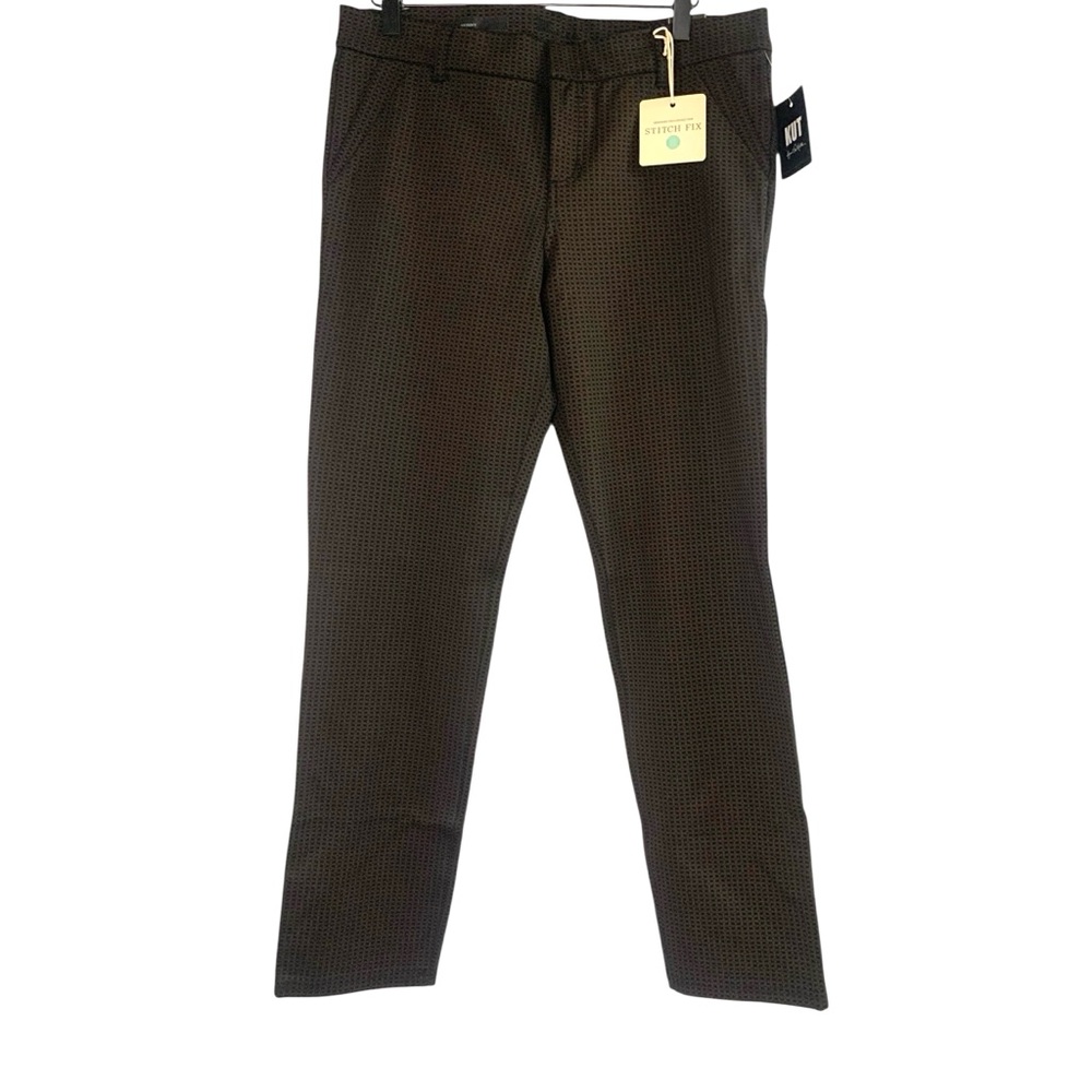 NWT Kut from the Kloth Women’s 12 Short Brown & Black Checkered Skinny Pants